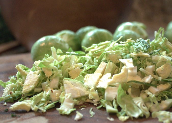 Kale and Brussels Sprouts Salad with Hot Honey Mustard Vinaigrette | thebahamamllama.wordpress.com