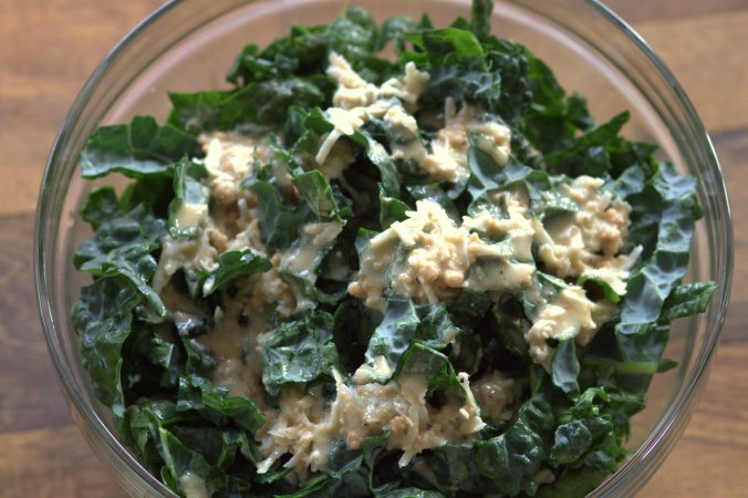 Kale Salad with Cashew Butter Vinaigrette | www.thebahamallama.com